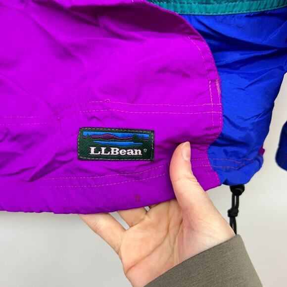 Vintage 80s LL Bean Purple Quarter Zip Aztec Print Pullover Windbreaker Jacket - Picture 6 of 9